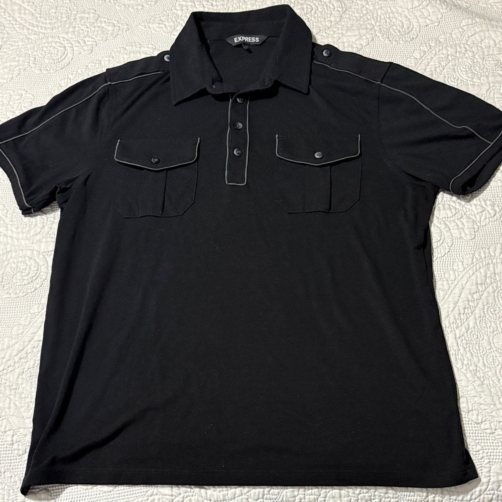 Express Men's Polo Shirt with White Stitching